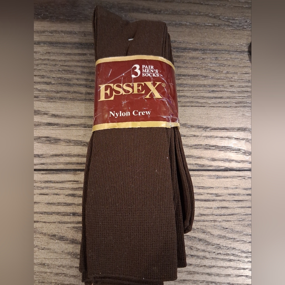 NEW VINTAGE Men's Essex Brown 3 Pairs Socks 1970's Brown Dress Socks USA